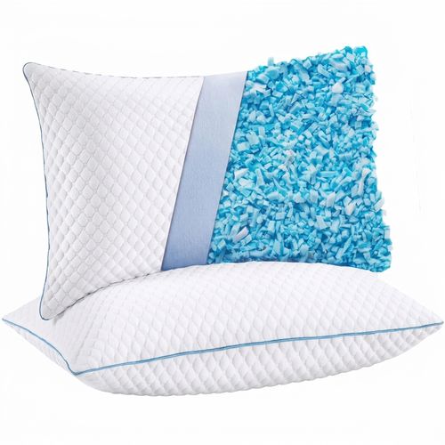 VVZ Cooling Bed Pillows Queen Size Set of 2 with shredded memory foam
