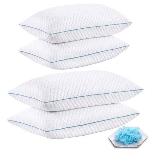 VVZ Cooling Shredded Memory Foam Pillows Queen and Standard Size 4-Pack